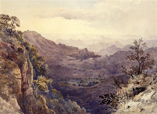 Lieutenant General Henry Francis Hancock (1834-1887) Views of The Lake, The Blue Valley and Marrays Folly, Mahabaleshwar 9.5 x 13in.